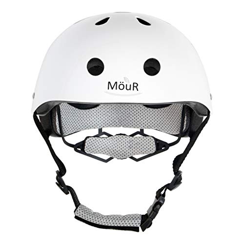 MöuR Casco de bicicleta para niños de 4 a 10 años, color blanco, talla S