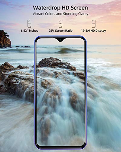 Moviles Libres Baratos 4G, DOOGEE X95 Android 10 Smartphone Libre, Pantalla 6,52 Pulgadas, 4350mAh Batería, Smartphone Barato Dual SIM, Triple Cámara 13MP+5MP, 16GB ROM, 128GB SD, Face ID - Azul