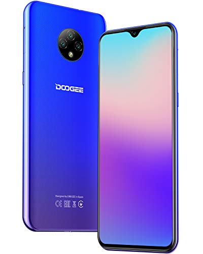 Moviles Libres Baratos 4G, DOOGEE X95 Android 10 Smartphone Libre, Pantalla 6,52 Pulgadas, 4350mAh Batería, Smartphone Barato Dual SIM, Triple Cámara 13MP+5MP, 16GB ROM, 128GB SD, Face ID - Azul