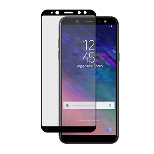 Movilrey Protector para Galaxy A6 2018 Negro Completo 3D Cristal Templado de Pantalla Vidrio Curvo para movil