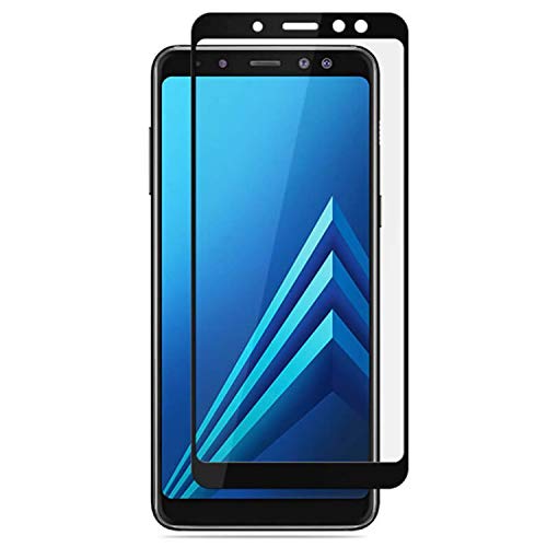 Movilrey Protector para Samsung Galaxy A8 2018 Negro Completo 3D Cristal Templado de Pantalla Vidrio Curvo para movil