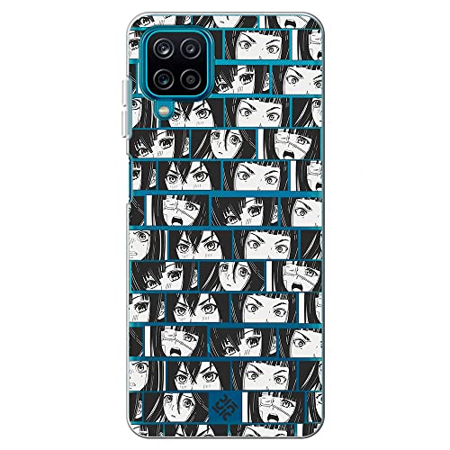 Movilshop Funda para [ Samsung Galaxy A12 / M12 ] Dibujos Frikis [ Ojos Estilo Manga - Concepto de Historieta ] de Silicona Flexible Transparente Carcasa Case Cover Gel para Smartphone.