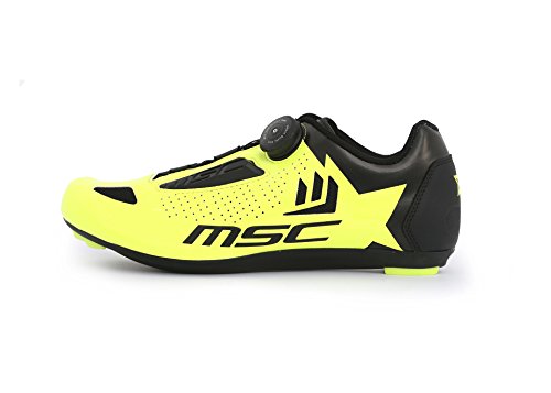 MSC Bikes Aero Road Zapatillas de Ciclismo de Carretera, Adultos Unisex, Amarillo, T-38