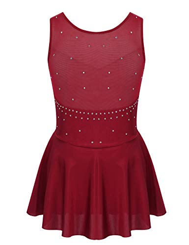 MSemis Vestido Brillante de Patinaje Artistico para Niña Maillot Sin Manga de Gimnasia Ritmica Vestido de Danza Ballet Disfraz de Bailarina Niña T Rojo 8 años