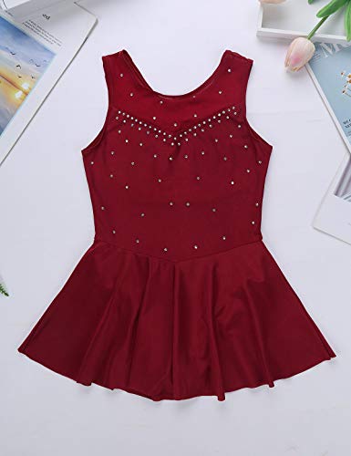 MSemis Vestido Brillante de Patinaje Artistico para Niña Maillot Sin Manga de Gimnasia Ritmica Vestido de Danza Ballet Disfraz de Bailarina Niña T Rojo 8 años