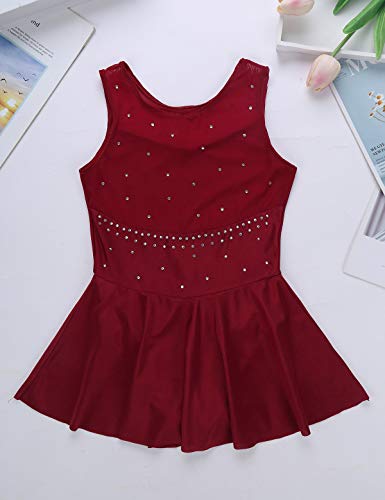 MSemis Vestido Brillante de Patinaje Artistico para Niña Maillot Sin Manga de Gimnasia Ritmica Vestido de Danza Ballet Disfraz de Bailarina Niña T Rojo 8 años