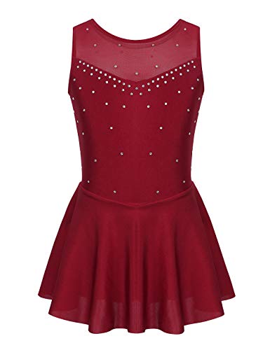 MSemis Vestido Brillante de Patinaje Artistico para Niña Maillot Sin Manga de Gimnasia Ritmica Vestido de Danza Ballet Disfraz de Bailarina Niña T Rojo 8 años