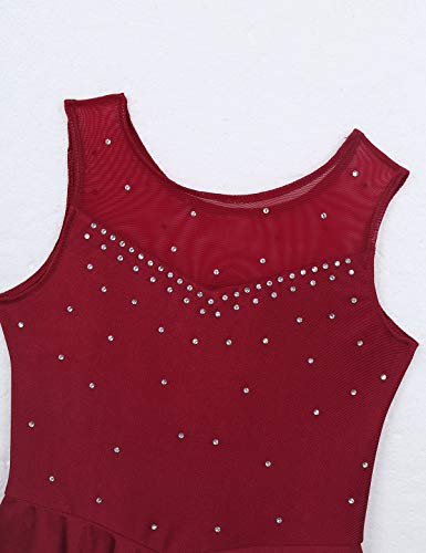 MSemis Vestido Brillante de Patinaje Artistico para Niña Maillot Sin Manga de Gimnasia Ritmica Vestido de Danza Ballet Disfraz de Bailarina Niña T Rojo 8 años