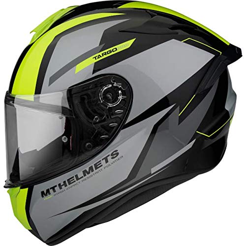 MT Helmets - Casco Integral FF106 Targo Pro Sound (A3 Gris/Amarillo, M)