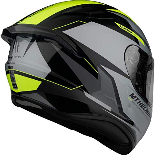 MT Helmets - Casco Integral FF106 Targo Pro Sound (A3 Gris/Amarillo, M)