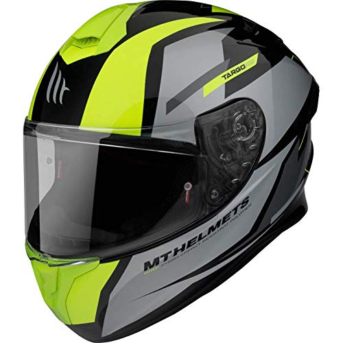 MT Helmets - Casco Integral FF106 Targo Pro Sound (A3 Gris/Amarillo, M)