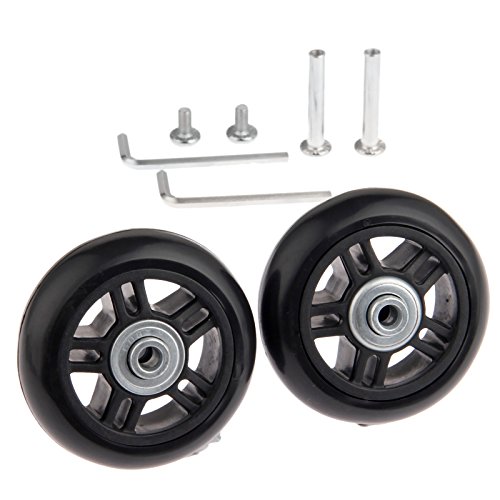 Mtsooning - Juego de 2 ruedas de maleta (70 x 22 mm) de repuesto, con ejes, rodamientos y llaves