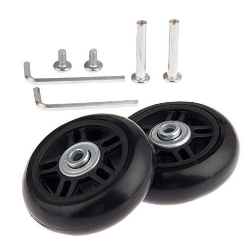 Mtsooning - Juego de 2 ruedas de maleta (70 x 22 mm) de repuesto, con ejes, rodamientos y llaves