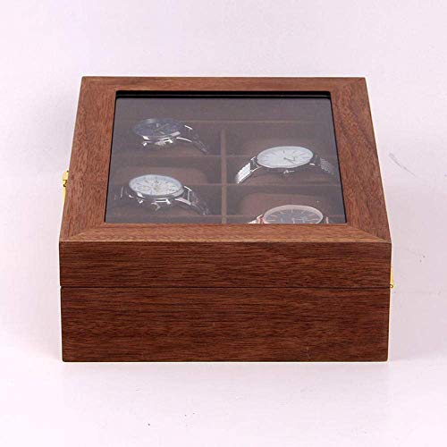MU Caja de reloj de madera Cajas de joyería Hombre Mujer Regalo Viaje 10 Caja de almacenamiento de tapa abatible de techo solar de alto grado 26.5 * 20 * 8 cm