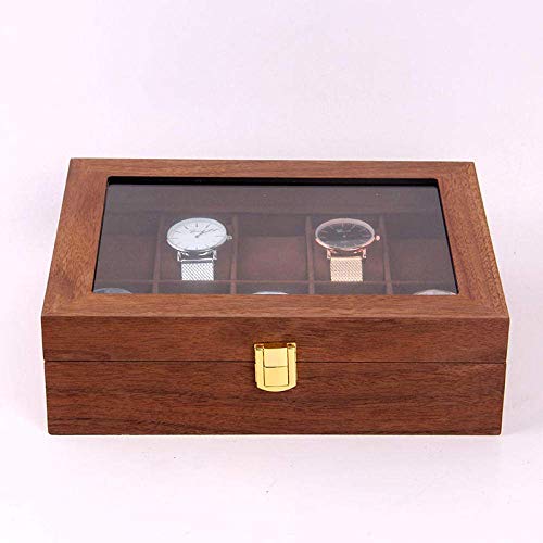 MU Caja de reloj de madera Cajas de joyería Hombre Mujer Regalo Viaje 10 Caja de almacenamiento de tapa abatible de techo solar de alto grado 26.5 * 20 * 8 cm