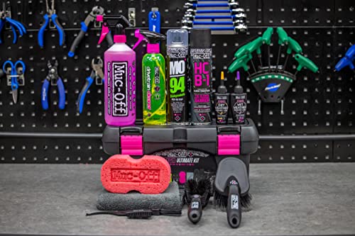 Muc Off eBike Ultimate Kit – Kit imprescindible para limpiar, proteger y lubricar tu E-Bike – Incluye limpiador de bicicletas, limpiador de tren de transmisión, cepillos y más