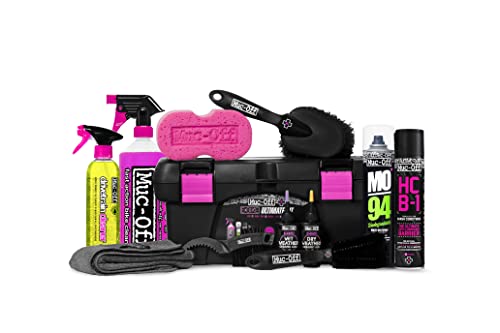 Muc Off eBike Ultimate Kit – Kit imprescindible para limpiar, proteger y lubricar tu E-Bike – Incluye limpiador de bicicletas, limpiador de tren de transmisión, cepillos y más