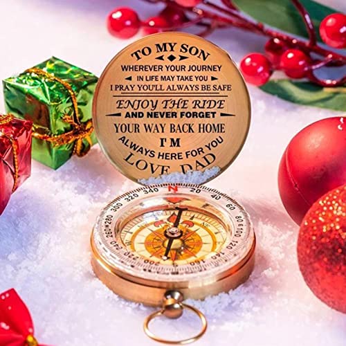 Mudicy Antique Copper Vintage Compass, Pocket Compass, Mini Vintage Pocket Compass Watch Digital Brass Keyring Outdoor Navigation Tools for Camping Voyage and Hiking