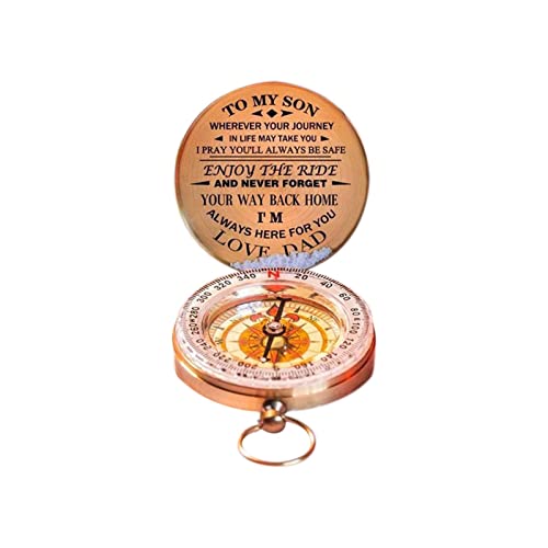 Mudicy Antique Copper Vintage Compass, Pocket Compass, Mini Vintage Pocket Compass Watch Digital Brass Keyring Outdoor Navigation Tools for Camping Voyage and Hiking