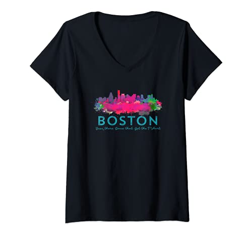 Mujer Boston Massachusetts Cotización y dicho Skyline Mujeres Souvenir Camiseta Cuello V