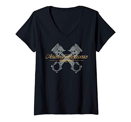 Mujer Fast & Furious Engine Piston Born For Speed Logo Camiseta Cuello V