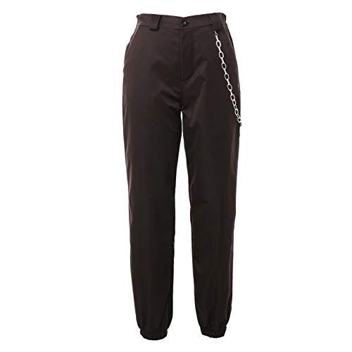 Mujer Pantalones de Cargo Pantalón Suelto Casual Deportivo Pants de Color Sólido Pantalones Joggers de Moda para Baile Deportes al Aire Libre (Negro, XL)