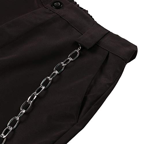 Mujer Pantalones de Cargo Pantalón Suelto Casual Deportivo Pants de Color Sólido Pantalones Joggers de Moda para Baile Deportes al Aire Libre (Negro, XL)