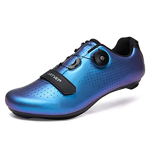 Mujer Zapatillas de Ciclismo para Hombre Zapatillas de Bicicleta de Carretera compatibles con Look SPD SPD-SL Delta Cleats Zapatillas de Spinning para Interiores Exteriores Azul235