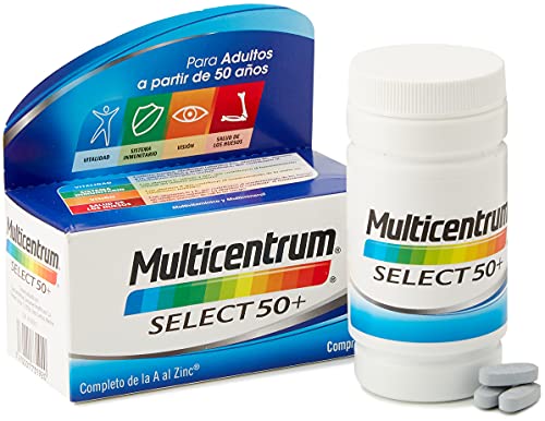 Multicentrum Select 50+ Complemento Alimenticio Multivitaminas con 13 Vitaminas y 11 Minerales, Sin Gluten, 90 Comprimidos