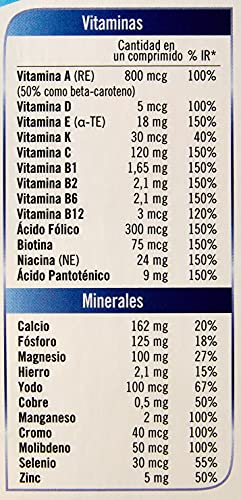 Multicentrum Select 50+ Complemento Alimenticio Multivitaminas con 13 Vitaminas y 11 Minerales, Sin Gluten, 90 Comprimidos