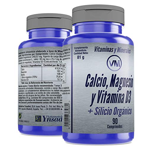 Multivitaminas y Minerales 90 comprimidos| Calcio + Magnesio + Vitamina D3 + Silicio Orgánico| Multivitaminico Activos Esenciales para Hombres y Mujeres | Aquisana
