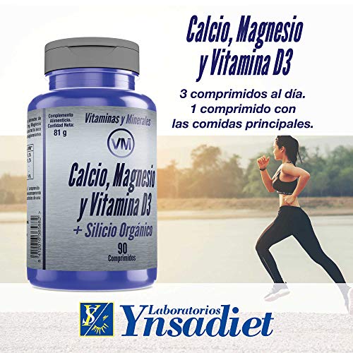Multivitaminas y Minerales 90 comprimidos| Calcio + Magnesio + Vitamina D3 + Silicio Orgánico| Multivitaminico Activos Esenciales para Hombres y Mujeres | Aquisana