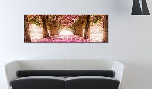 murando Cuadro en Lienzo Bosque Flores 135x45 cm 1 Parte impresión en Material Tejido no Tejido Cuadro de Pared impresión artística fotografía gráfica decoración Naturaleza Paisaje c-A-0052-b-b