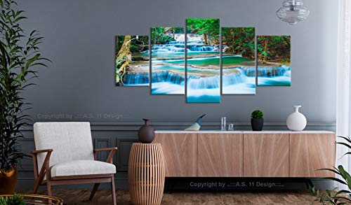 murando Cuadro en Lienzo Cascada 100x50 cm Impresión de 5 Piezas Material Tejido no Tejido Impresión Artística Imagen Gráfica Decoracion de Pared Naturaleza Paisaje 030212-101