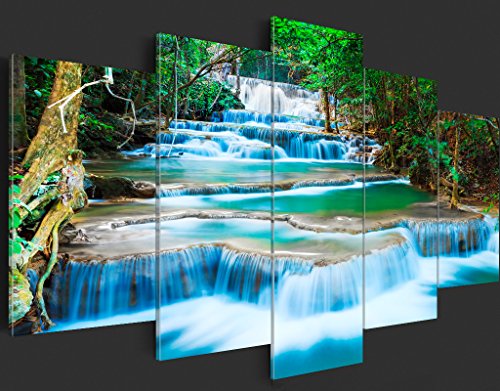 murando Cuadro en Lienzo Cascada 100x50 cm Impresión de 5 Piezas Material Tejido no Tejido Impresión Artística Imagen Gráfica Decoracion de Pared Naturaleza Paisaje 030212-101