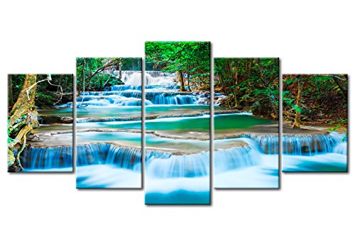 murando Cuadro en Lienzo Cascada 100x50 cm Impresión de 5 Piezas Material Tejido no Tejido Impresión Artística Imagen Gráfica Decoracion de Pared Naturaleza Paisaje 030212-101