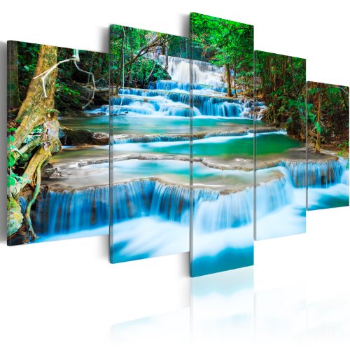 murando Cuadro en Lienzo Cascada 100x50 cm Impresión de 5 Piezas Material Tejido no Tejido Impresión Artística Imagen Gráfica Decoracion de Pared Naturaleza Paisaje 030212-101