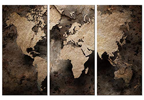murando Cuadro en Lienzo Mapamundi 90x60 cm Impresión de 3 Piezas Material Tejido no Tejido Impresión Artística Imagen Gráfica Decoracion de Pared Mapa Worldmap Mundo Marron Oro k-C-0126-b-e