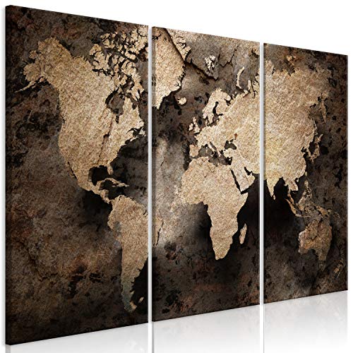 murando Cuadro en Lienzo Mapamundi 90x60 cm Impresión de 3 Piezas Material Tejido no Tejido Impresión Artística Imagen Gráfica Decoracion de Pared Mapa Worldmap Mundo Marron Oro k-C-0126-b-e