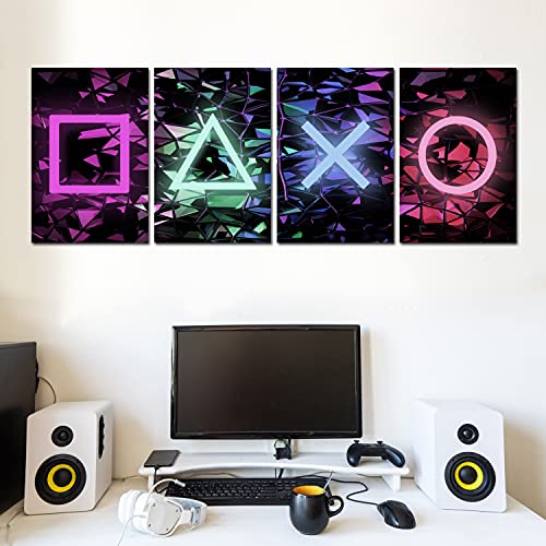 murando Cuadro en Lienzo para Jugadores 160x60 cm Impresión de 4 Piezas Material Tejido no Tejido Impresión Artística Imagen Gráfica Decoracion de Pared Game Over i-A-0164-b-i