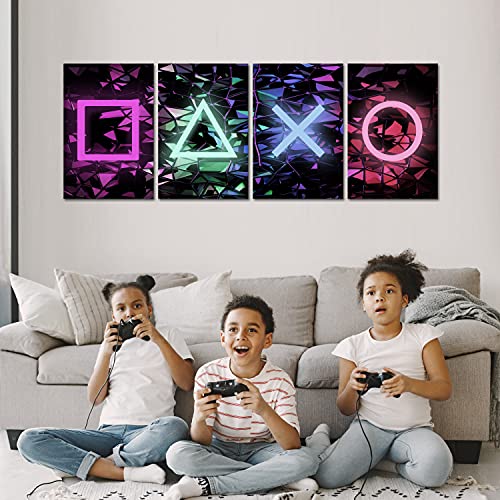 murando Cuadro en Lienzo para Jugadores 160x60 cm Impresión de 4 Piezas Material Tejido no Tejido Impresión Artística Imagen Gráfica Decoracion de Pared Game Over i-A-0164-b-i