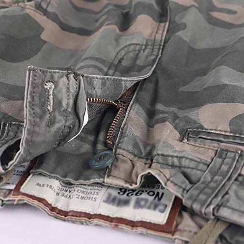 Muscle Alive Hombres Cargo Shorts Vintage Deportes Cámping Excursionismo Camuflaje Pantalones Cortos Algodón Camuflaje Verde 34