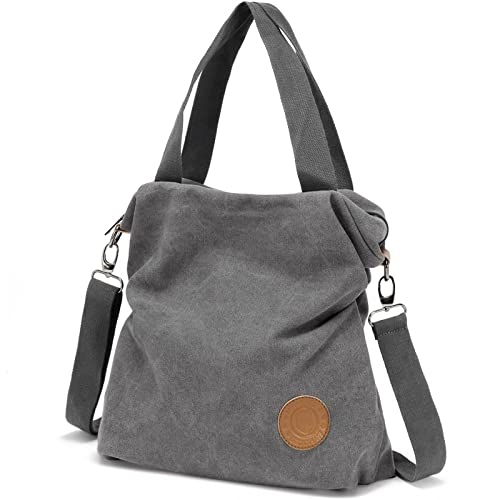 Myhozee Bolsos de Mujer,Bolso Bandolera Mujer Bolso Lona de Hombro Bolso Tote Bolso Shopper Bolso de Mano para Multifuncional - Gris