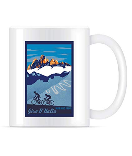 NA Giro D Italia Retro Passo Dello Stelvio Póster de Ciclismo Taza de café Equipada para Mujeres y Hombres Tazas de té