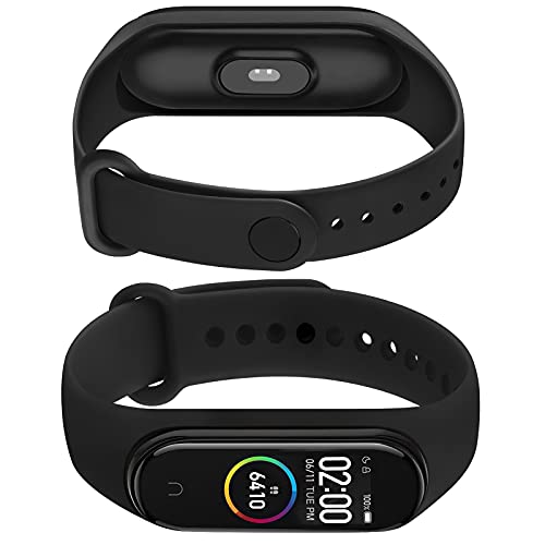 NAGAO 2 Pack Correas Compatible con Xiaomi Mi Band 4 Xiaomi Mi Band 3,Suave Silicona Pulseras de Repuesto Original Correa para Xiaomi Mi Smart Band 4(Negro/Negro)