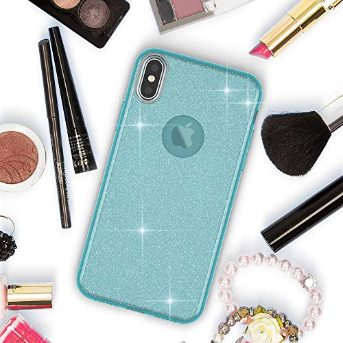 NALIA Purpurina Funda Compatible con iPhone XS MAX, Carcasa Protectora Movil Silicona Ultra-Fina Glitter Gel Bumper, Lentejuela Cubierta Delgado Back-Cover Slim Smart-Phone Case, Color:Turquesa