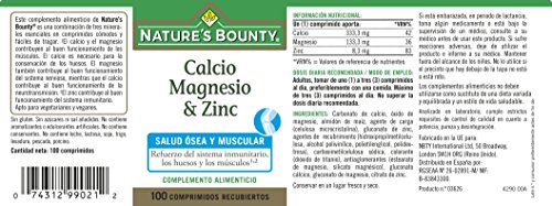 Nature's Bounty Calcio, Magnesio Y Zinc - 100 Tabletas, One size, 100 ml