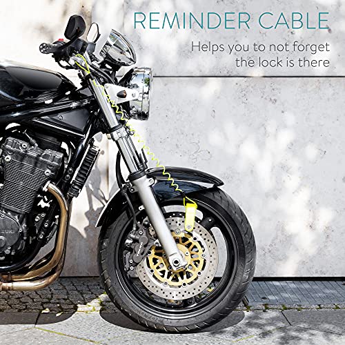 Navaris Candado para Disco de Freno - Pinza antirrobo para Moto con Alarma de 110db - Cepo con 1x Cable de 1.2 y 2X Llave para Motocicleta - Verde