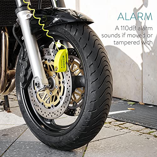 Navaris Candado para Disco de Freno - Pinza antirrobo para Moto con Alarma de 110db - Cepo con 1x Cable de 1.2 y 2X Llave para Motocicleta - Verde