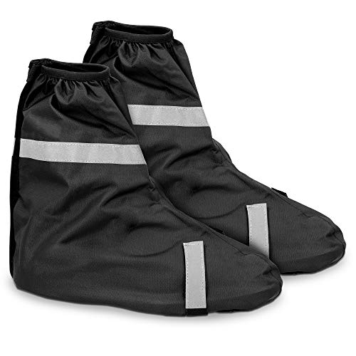 Navaris Fundas Impermeables para Zapatos - Cubre Zapatos Reflectante para Bici o Moto - Polainas contra Lluvia Lodo para Botas Calzado - Talla 40-43